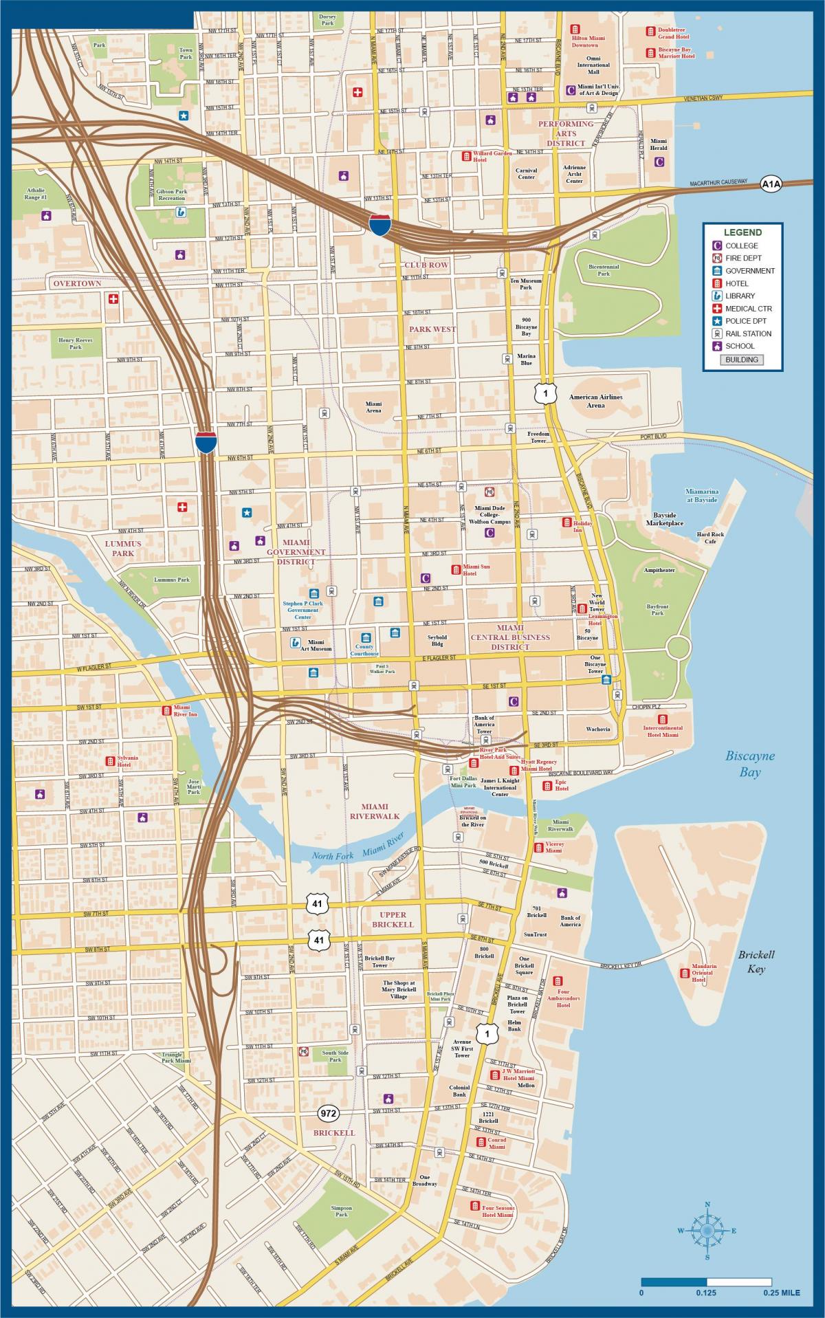 mapa da cidade de Miami