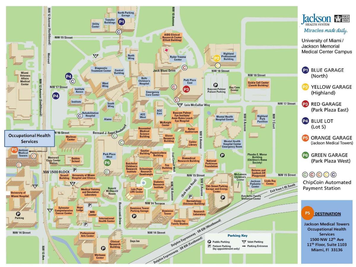 mapa do Jackson Memorial hospital