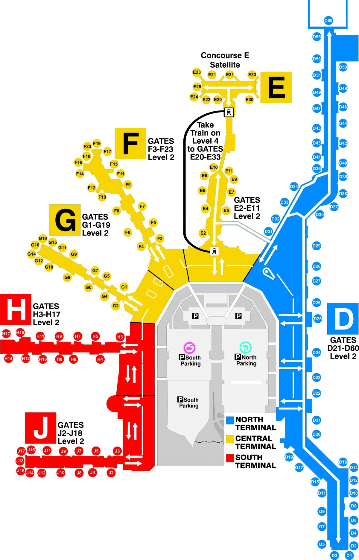 mapa do aeroporto de Miami