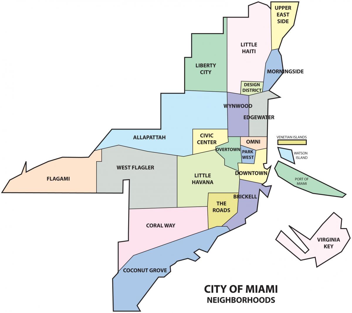 mapa de bairros de Miami
