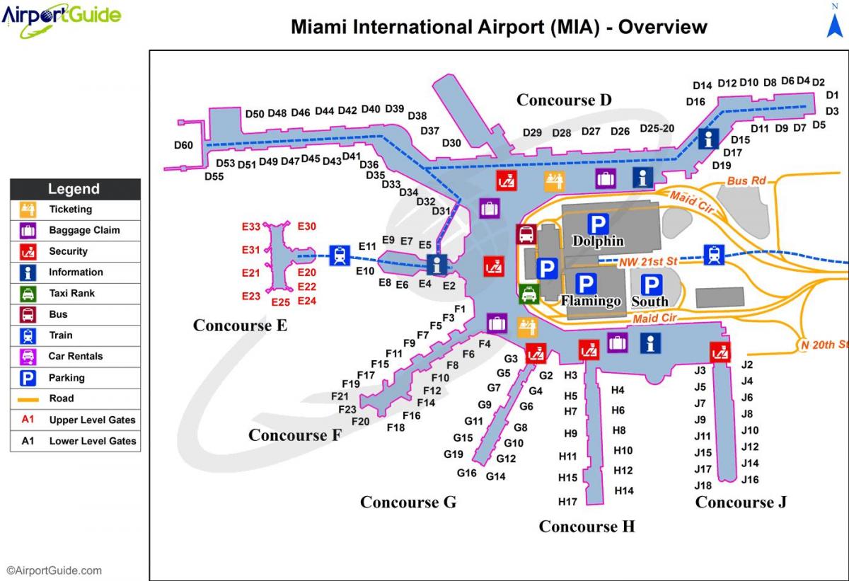 mapa do aeroporto internacional de Miami