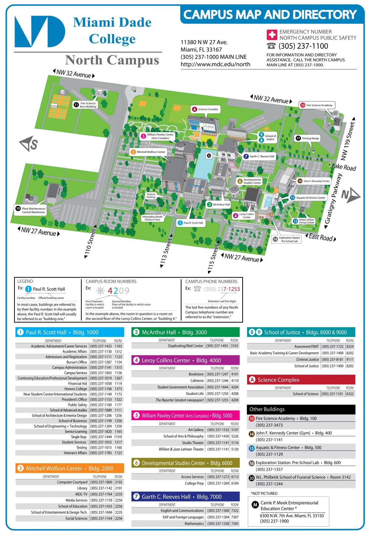 Miami Dade college norte-mapa do campus.