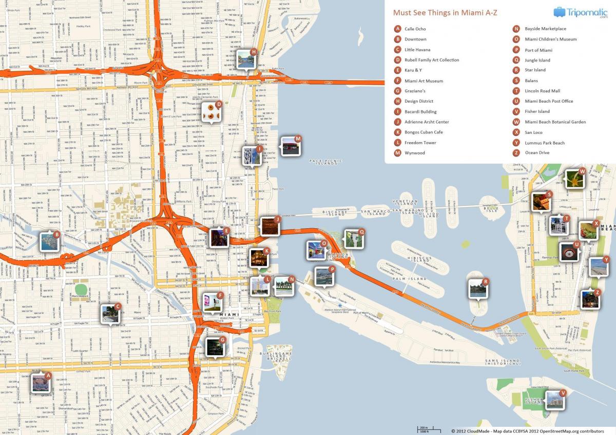 mapa turístico de Miami